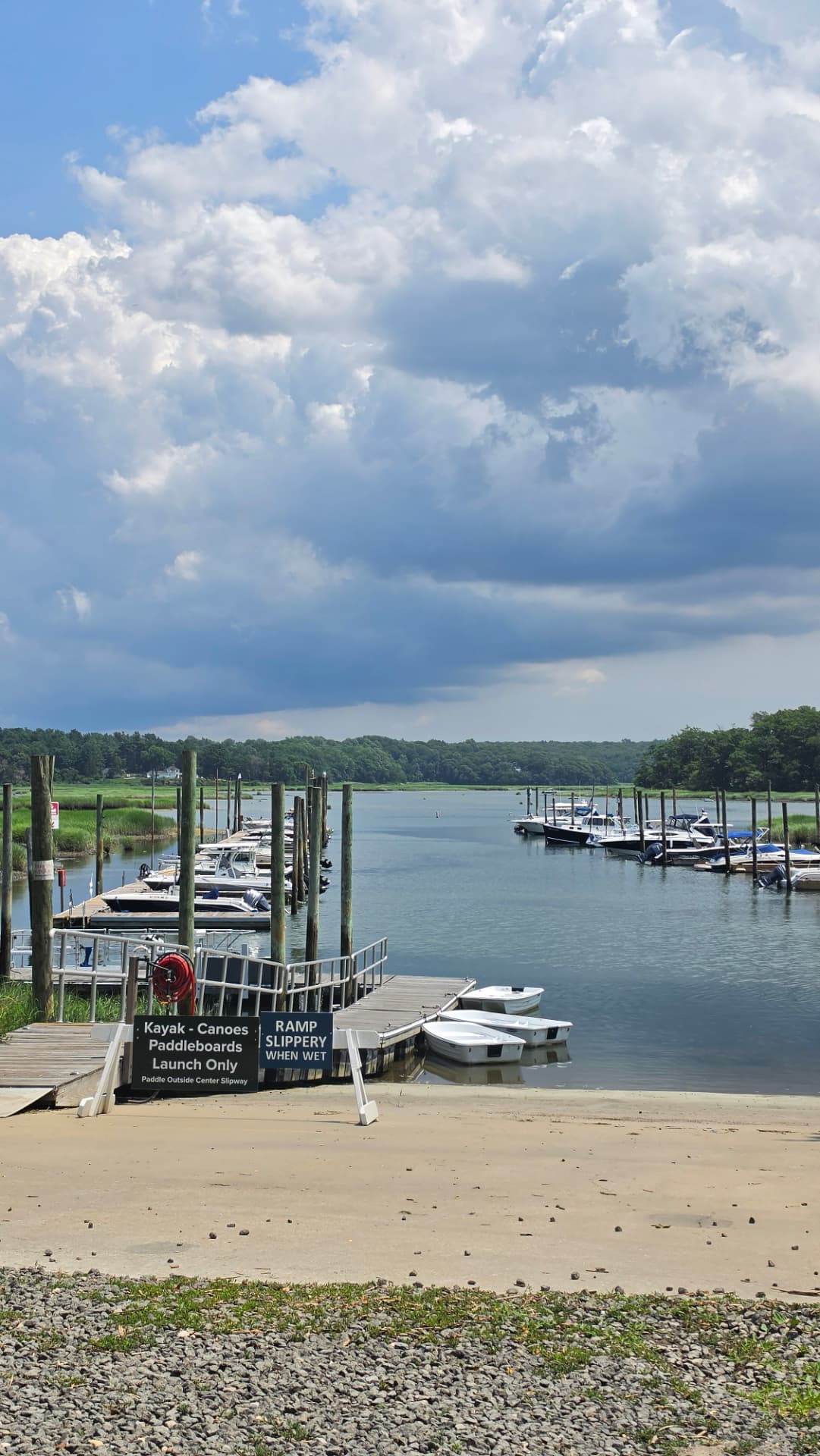 Nissequogue State Park Marina Boats docked at the marina and boat launch at Nissequogue State Park