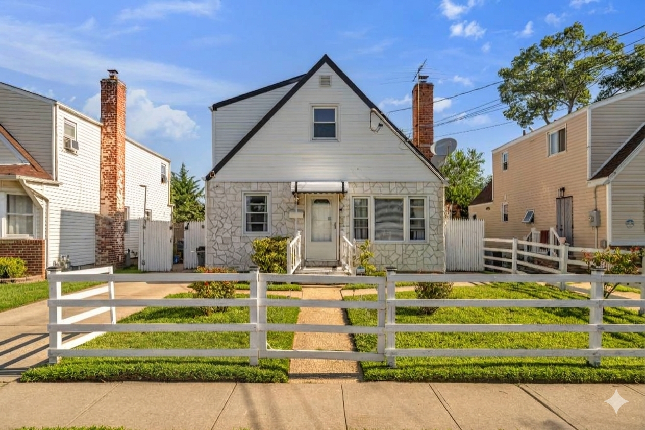 Front exterior of 195 Alabama Avenue in Hempstead, New York.