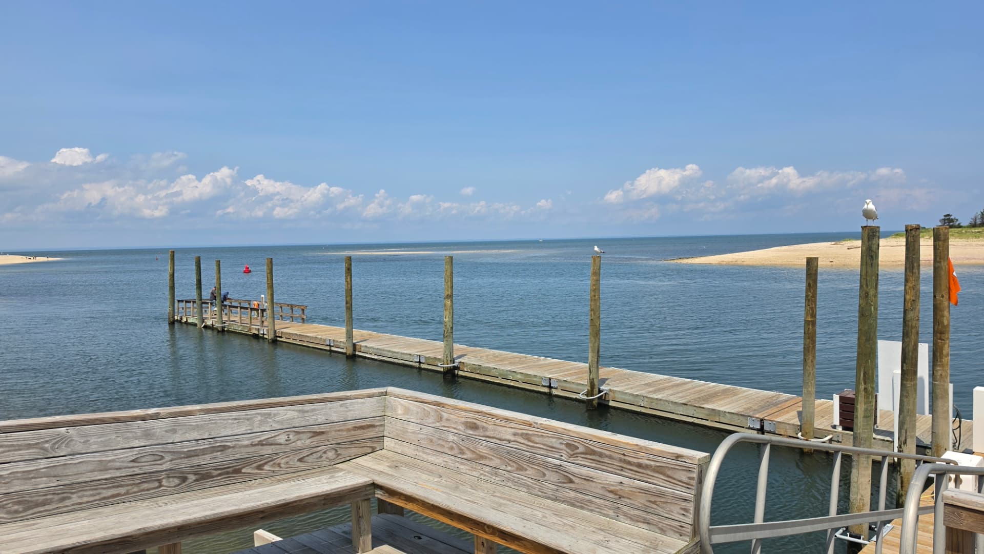 Waterfront Dock at Kings Park Bluff Alternate view from the waterfront dock at Kings Park Bluff overlooking the sandbar and Long Island Sound