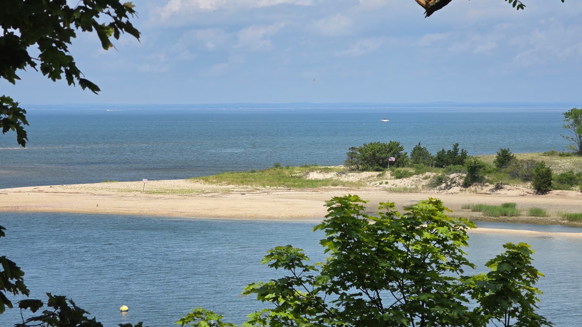 Water Overlook at Nissequogue State Park Scenic overlook from the bluff at Nissequogue State Park looking across Long Island Sound and the sandbar