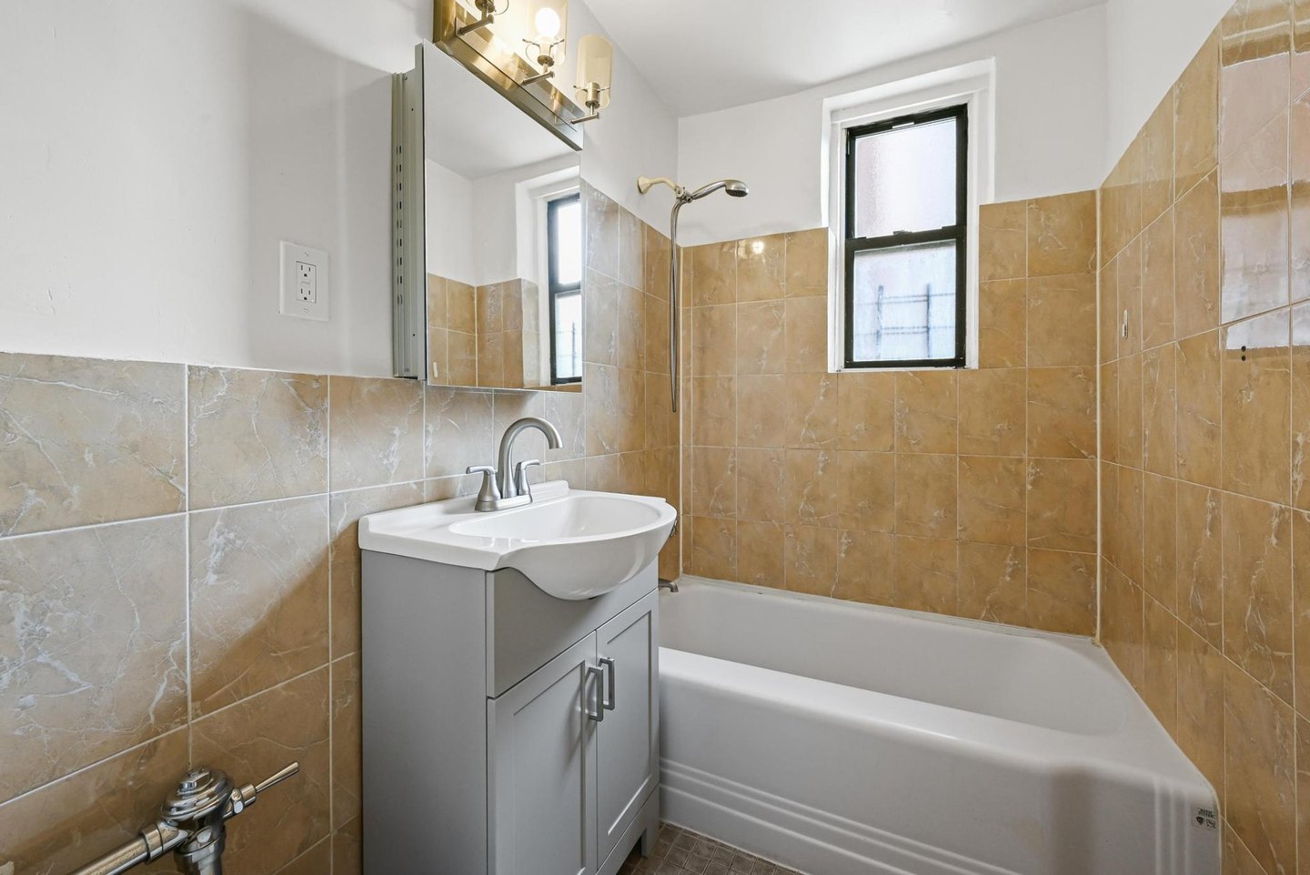 Jackson Heights co-op bathroom after the approximately $35,000 apartment renovation